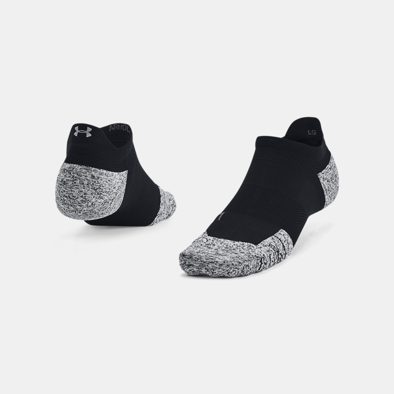 Unisex  Under Armour  ArmourDry™ Run Cushion No Show Tab Socks Black / Pitch Gray / Reflective XL